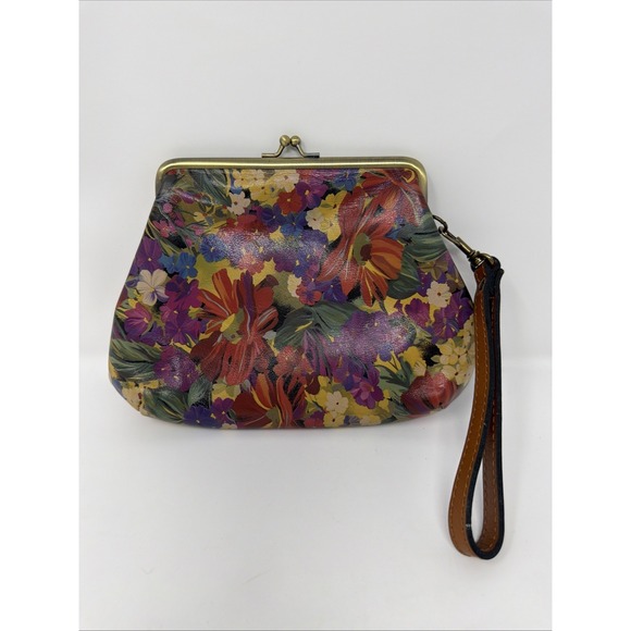 Patricia Nash Painted Leather Clutch- Gorgeous Florals- Velvet Interior